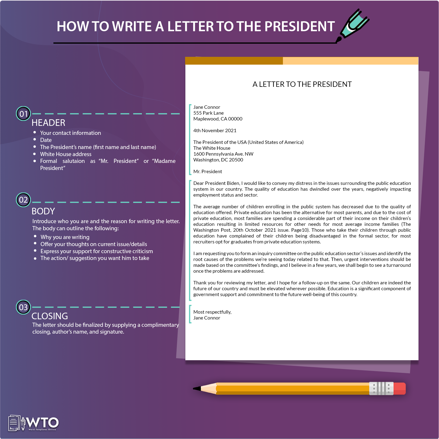 infographic ( writing a letter to president)
