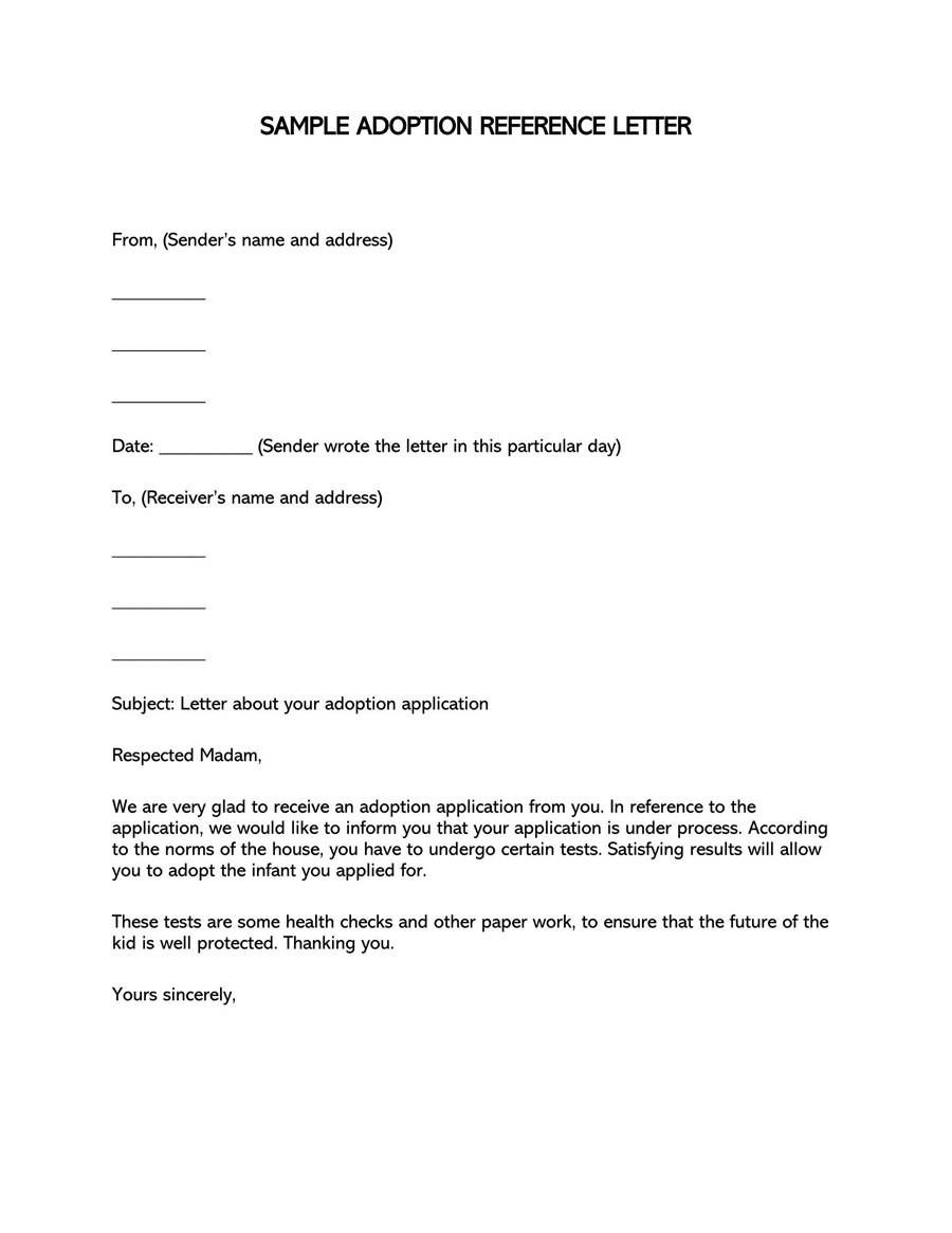 Letter Of Recommendation For Adoption Template