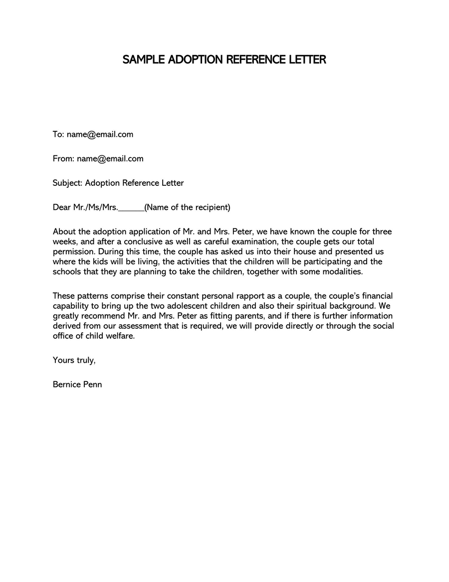 foster parent reference letter sample