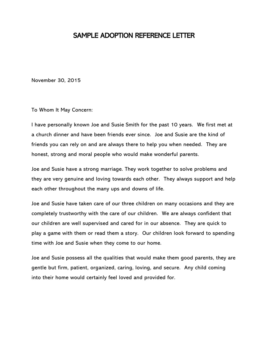 foster parent reference letter sample