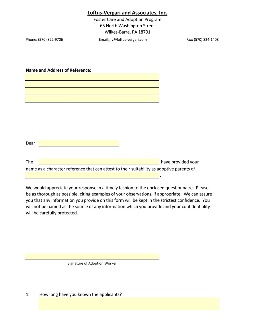 Free Adoption Reference Letter Format