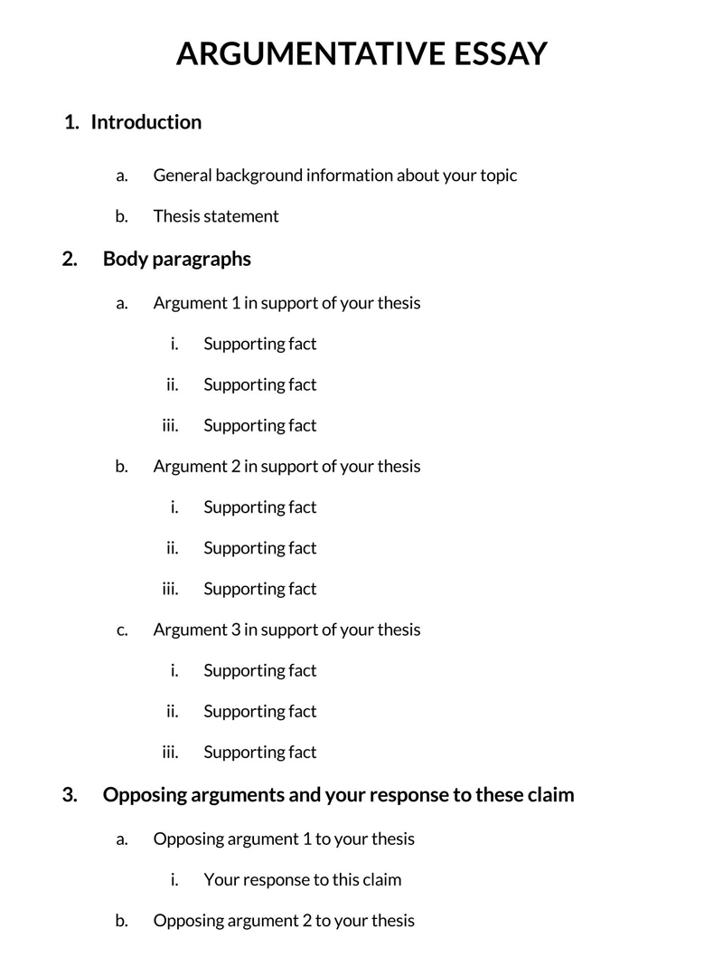 topic outline for argumentative essay