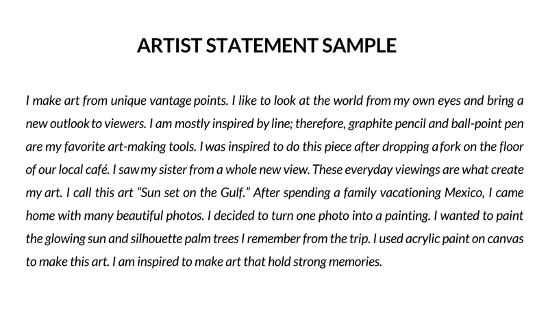 Printable Artist Statement Form for Creative Expression