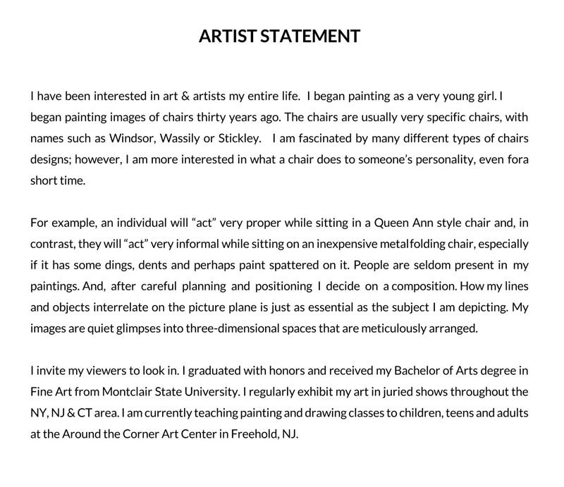 Artist Statement Word Form: Customize Your Message