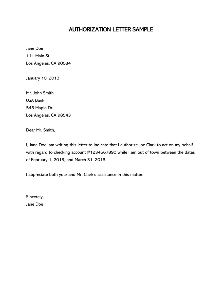 Word authorization letter template