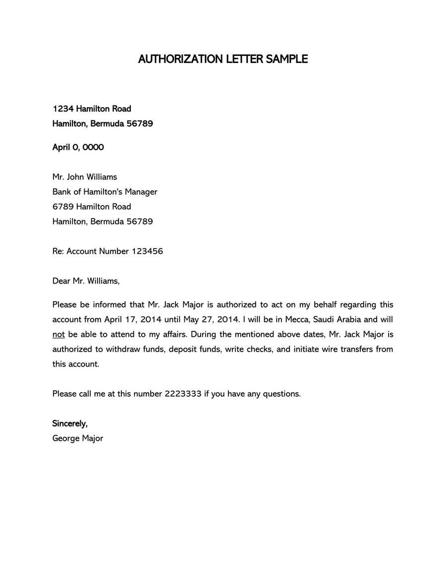 Great Professional Account Affairs Authorization Letter Sample for Word Document