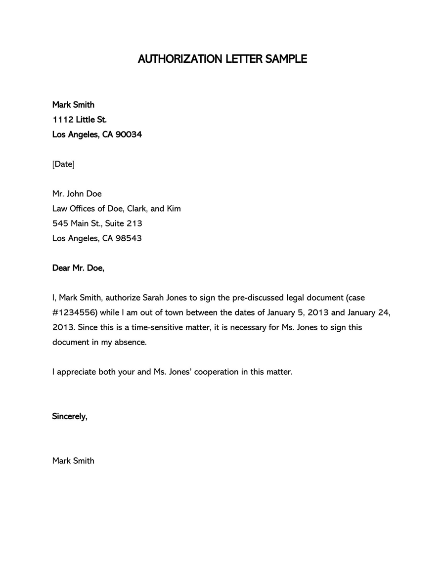 Comprehensive Printable Pre-Discussed Documents Signing Authorization Letter Sample as Word File