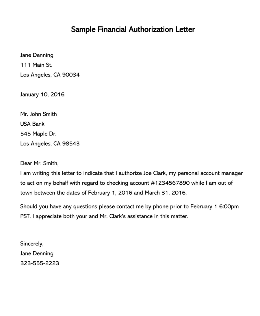 Financial Authorization Letter