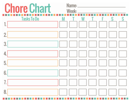 10 Free Chore Chart Templates for Kids - Printable