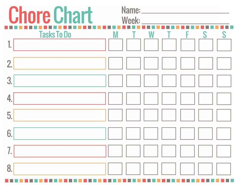 Free Fillable Chore Chart PDF