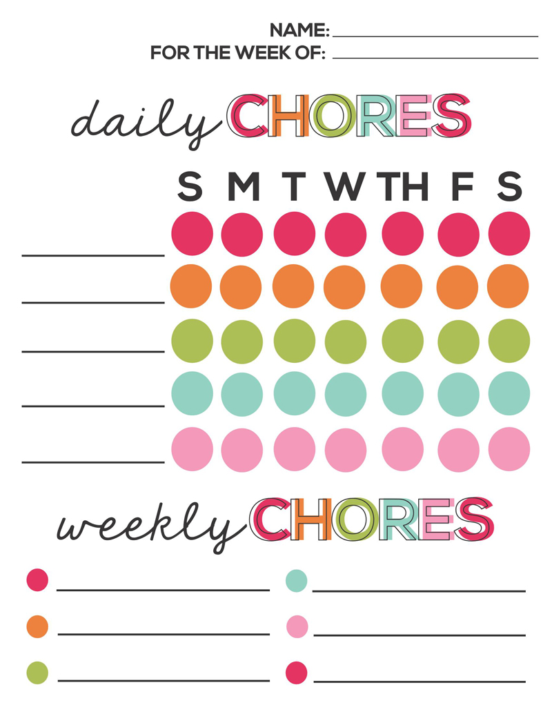 chore chart template word