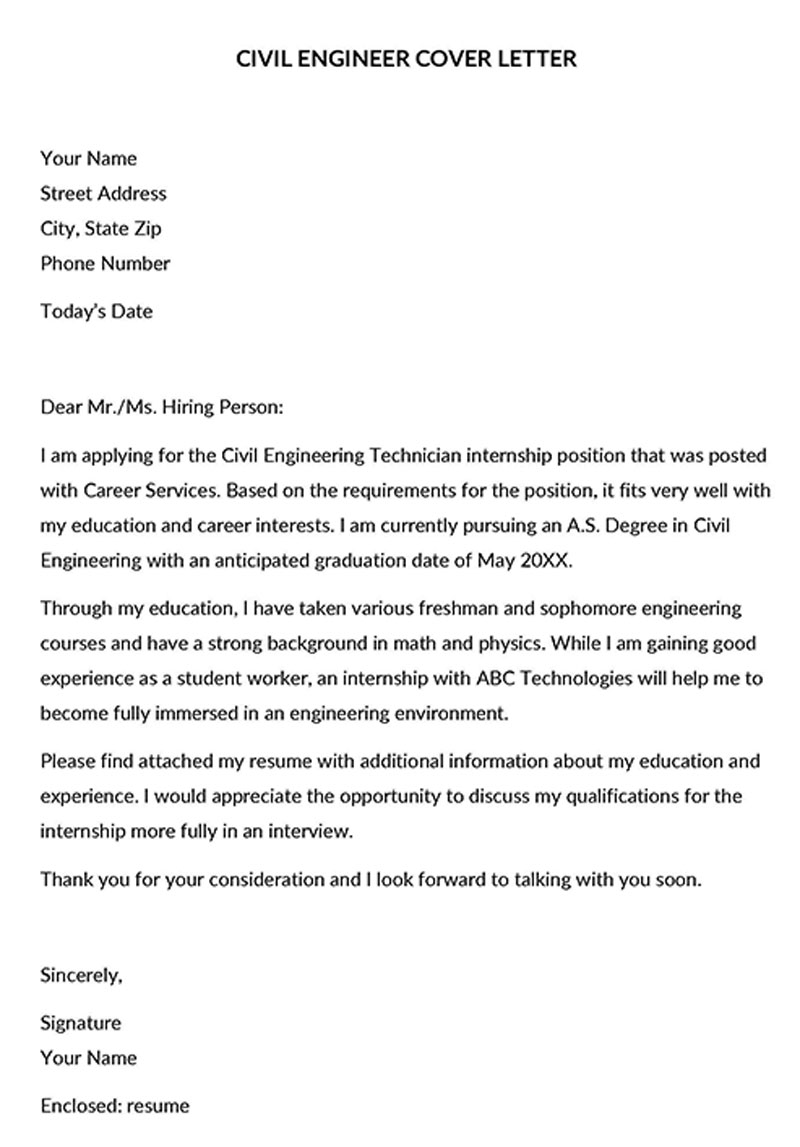 Civil engineer cover letter doc