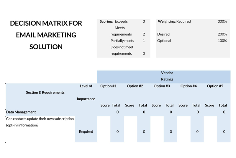 Decision Matrix Template 01 - Editable - Word