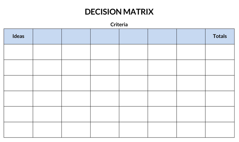 decision matrix template excel free