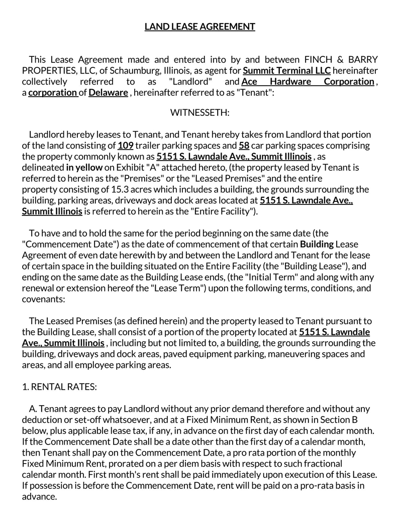 Word Land Lease Agreement Template