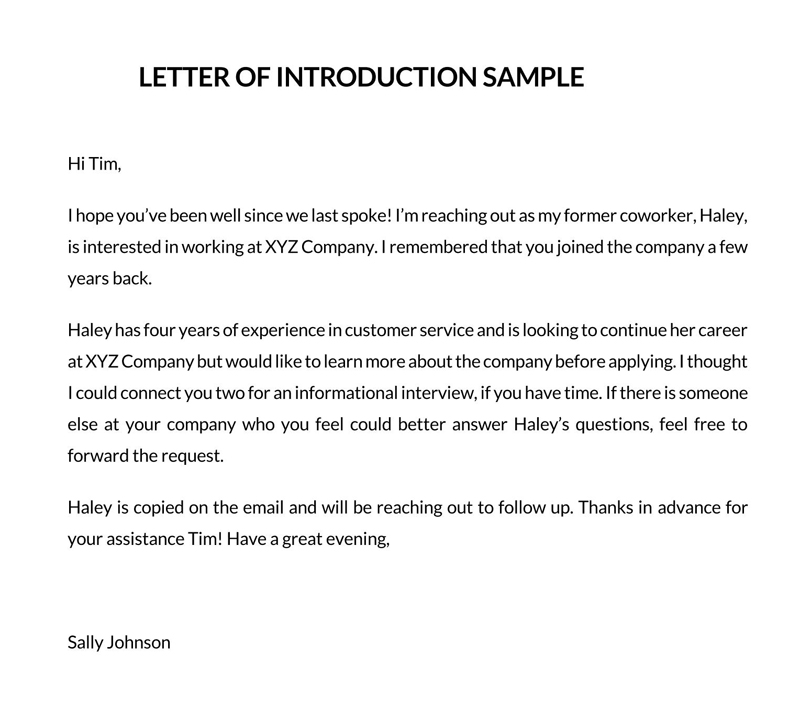 Free Professional Customer Service Employment Introduction Letter Sample for Word File