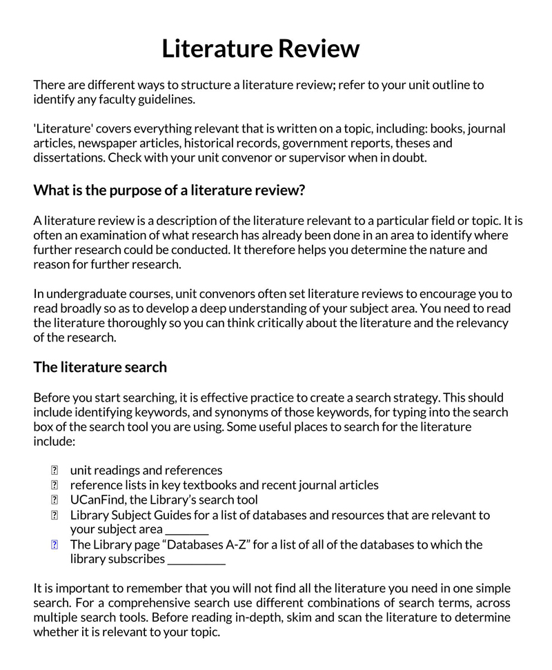 short literature review examples