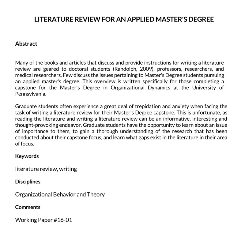 literature review example simple