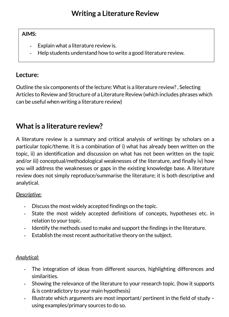 literature review example pdf