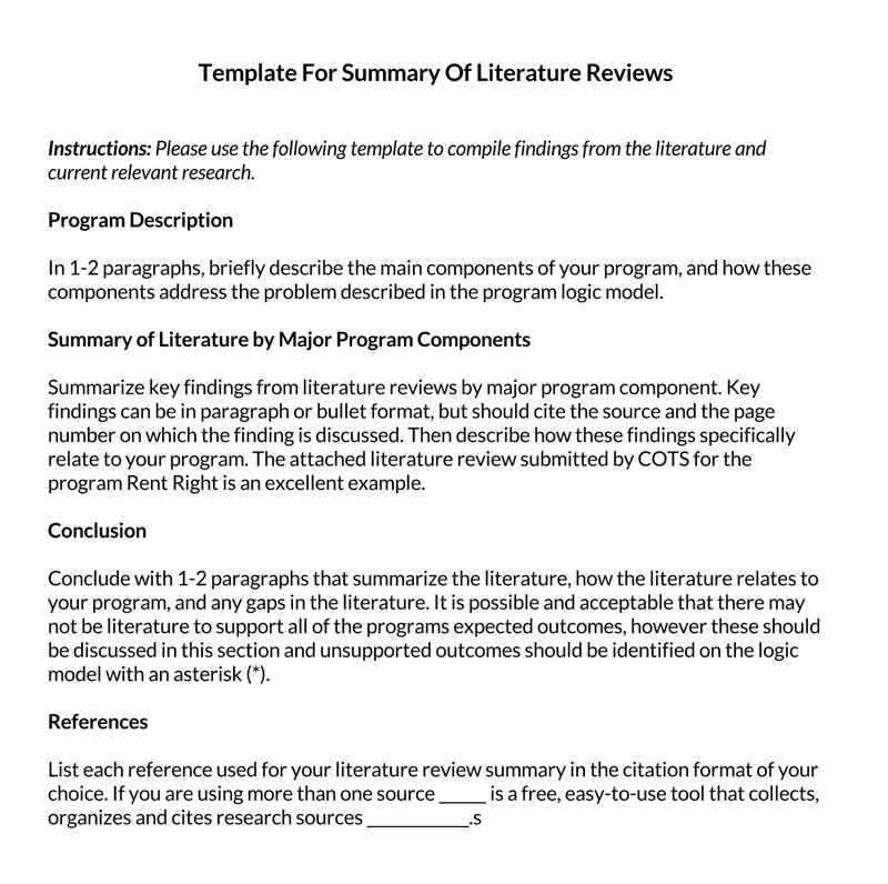 example literature review format