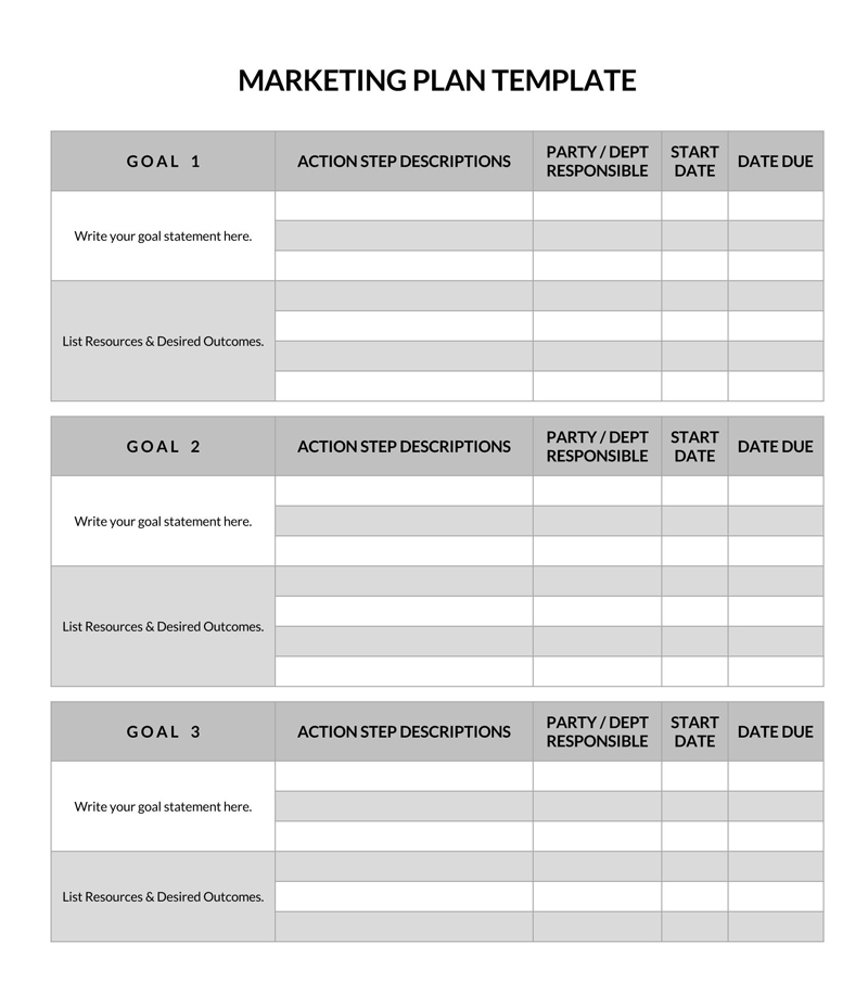 Blank Customizable Marketing Plan Template 01 for Word File