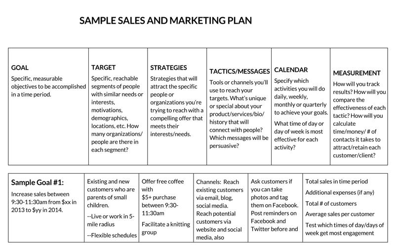 Blank Customizable Sales and Marketing Plan Template 02 for Word File
