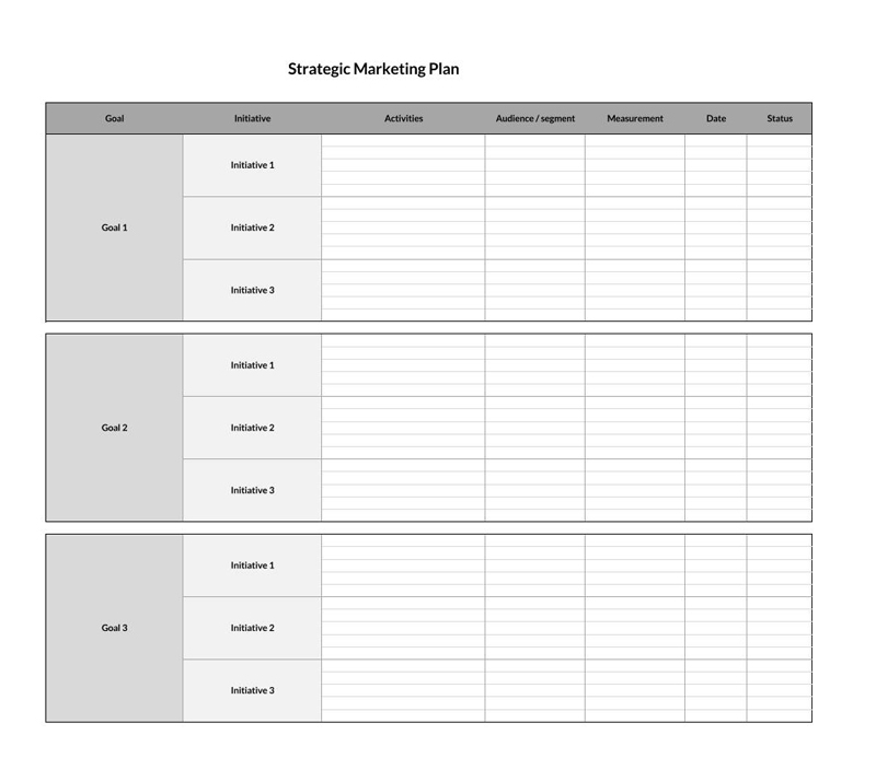 Free Downloadable Strategic Marketing Plan Template as Excel Sheet