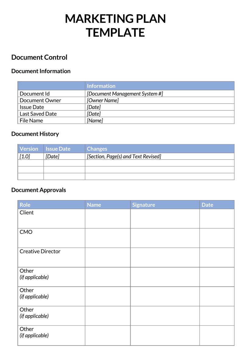 Blank Customizable Marketing Plan Template 02 for Word File