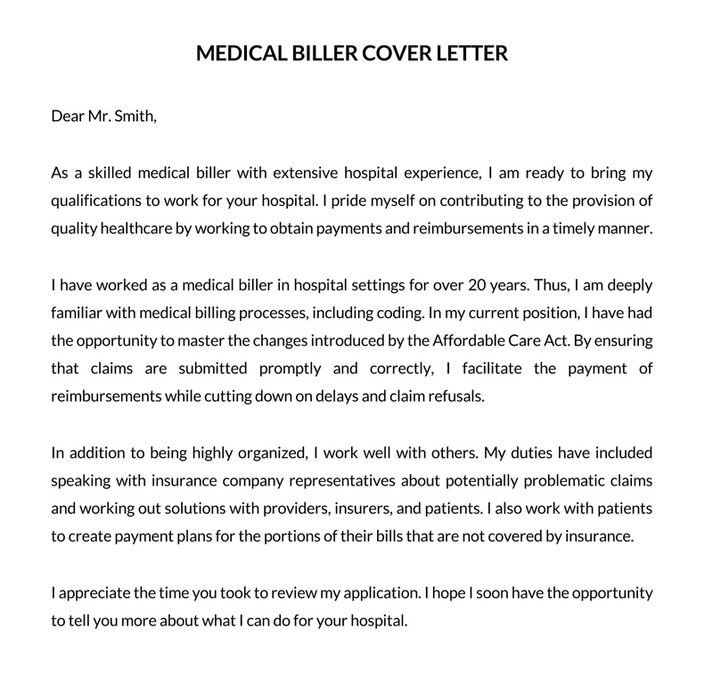 Customizable Medical Biller Cover Letter Template