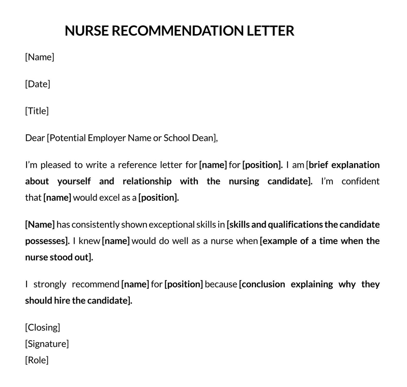 letter of recommendation for a nurse friend