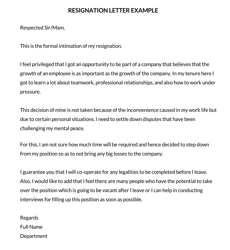 Editable Resignation Letter Format for Personal Reasons