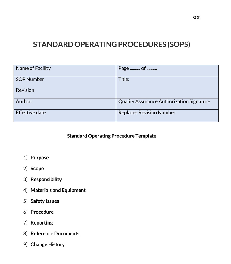 Free Downloadable Standard Operating Procedure Manual Template 04 for Word Document