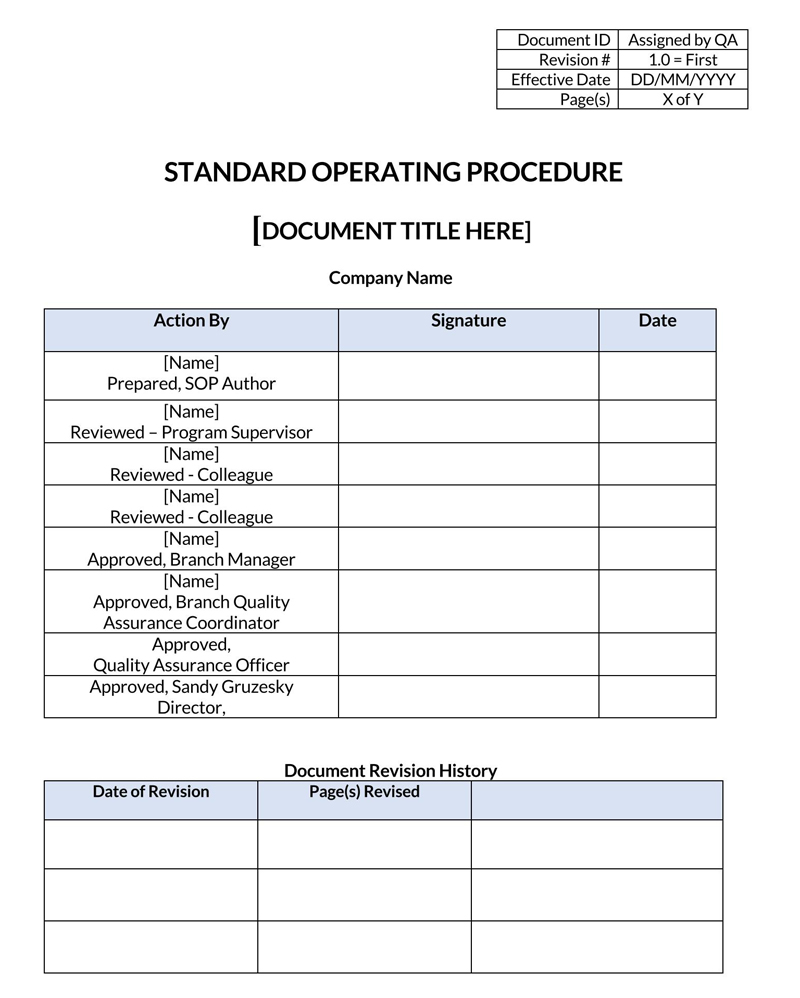 Free Downloadable Standard Operating Procedure Manual Template 05 for Word Document