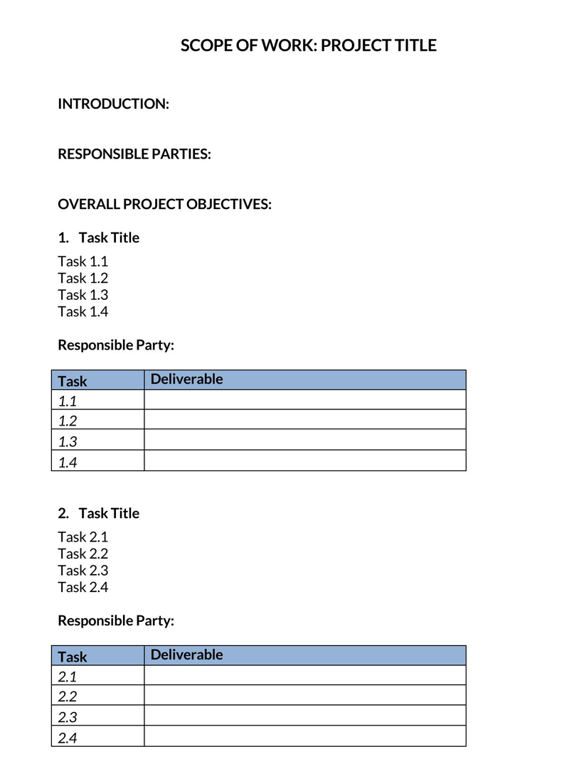 Word Scope of Work Template