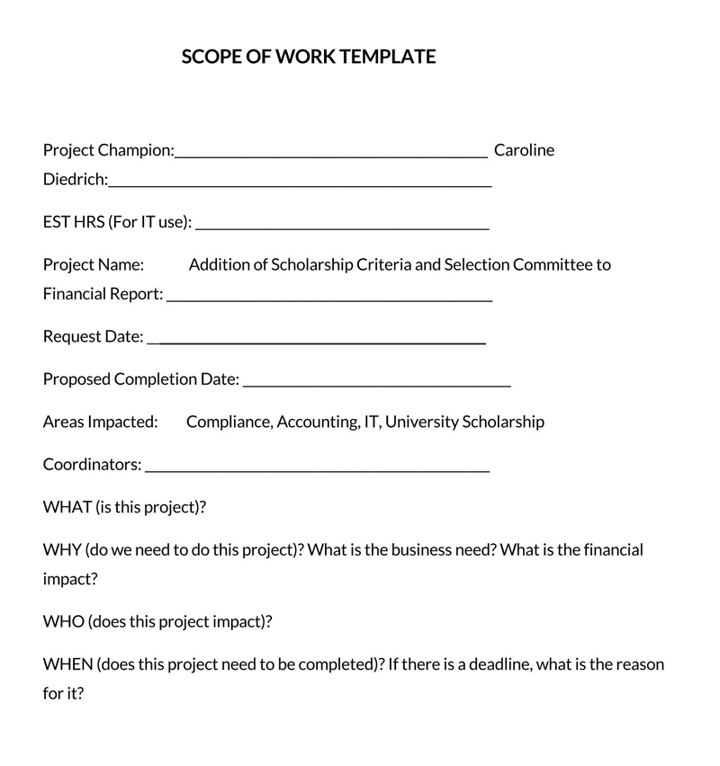 Example Scope of Work Form