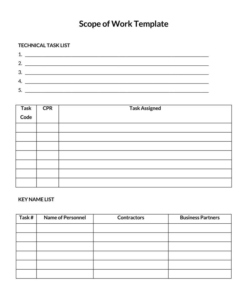 construction scope of work template word