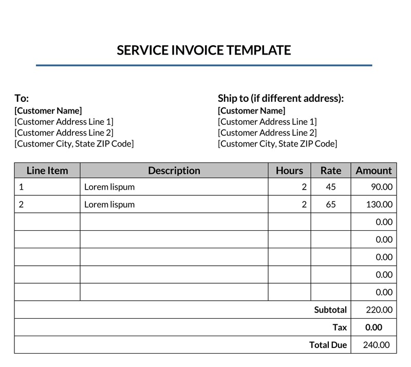 Free Service Invoice Template 06
