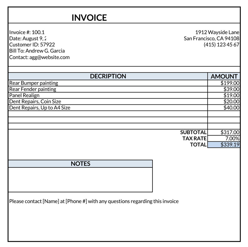 Free Service Invoice Template 10