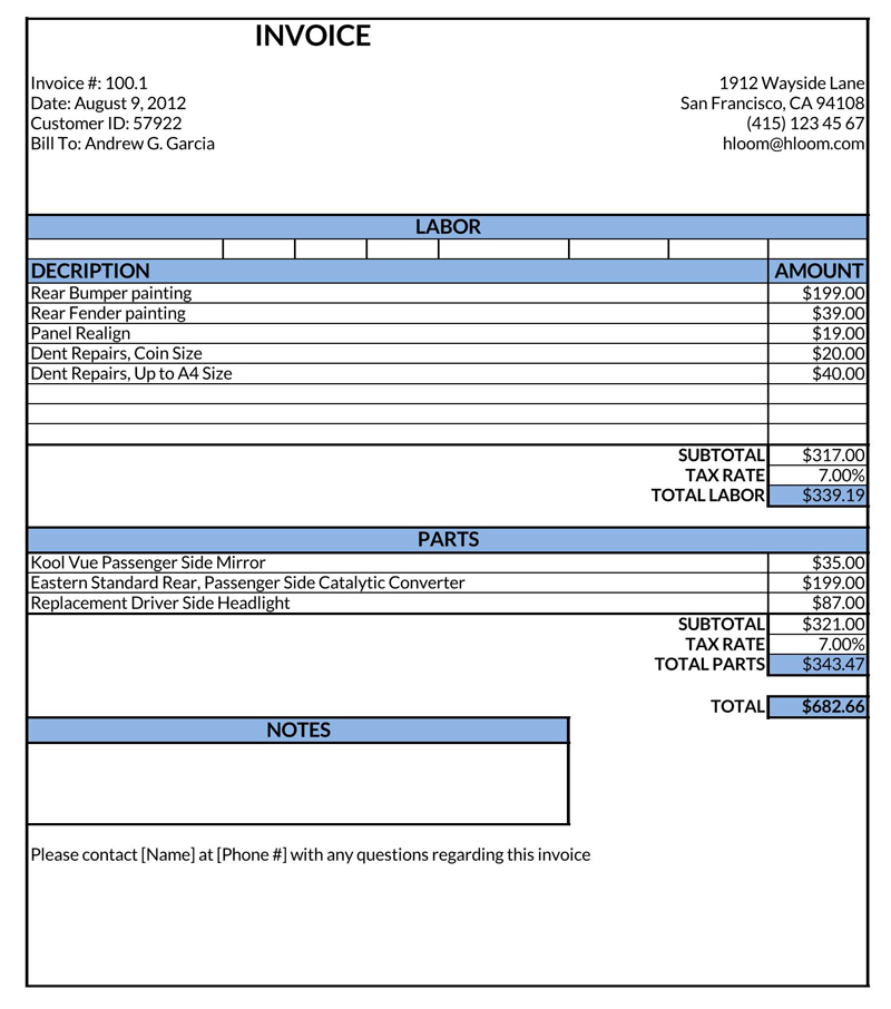 invoice format in excel download