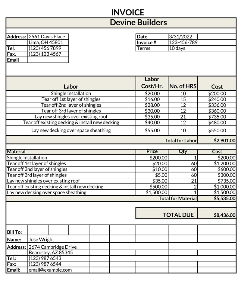 invoice format in excel download