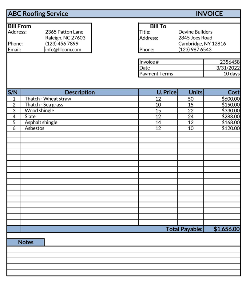 excel invoice template with database free download