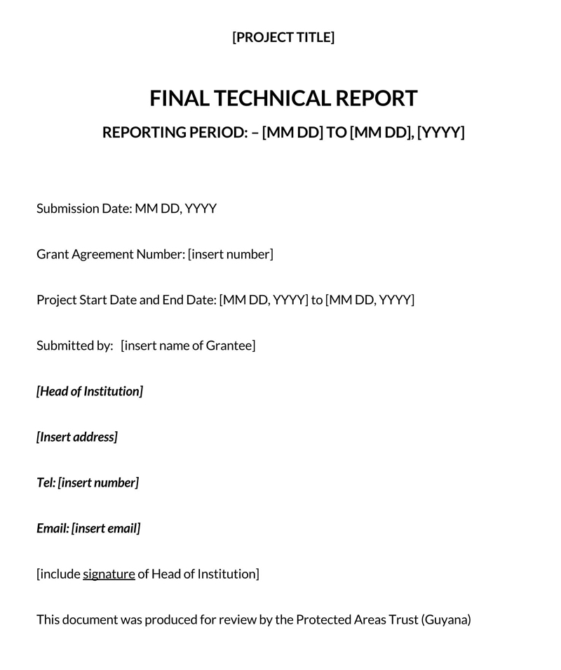 technical report template engineering