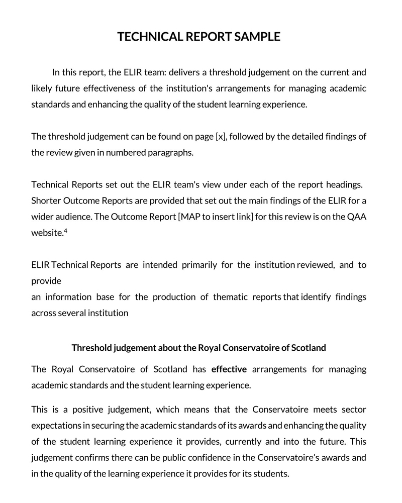 technical report presentation sample