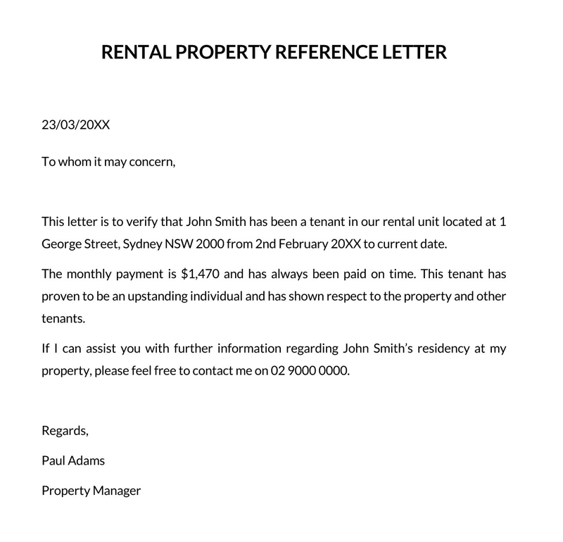 Tenant recommendation letter format and example