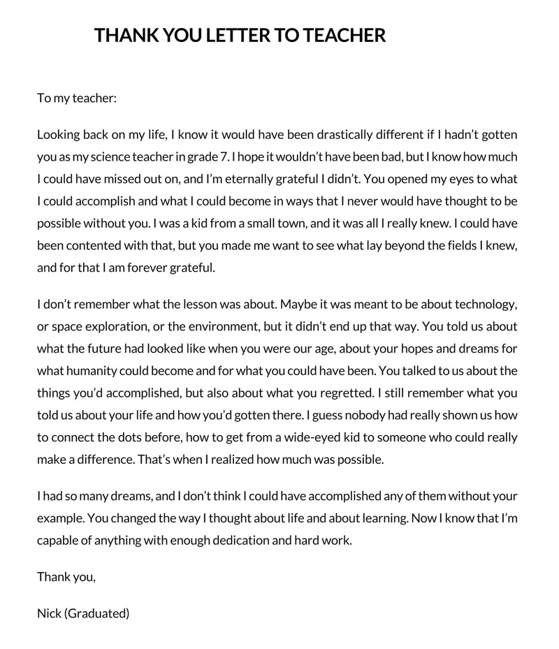 Editable Thank-You Letter Template for Teachers