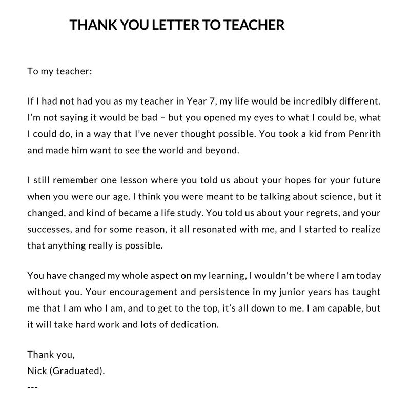 short thank you note for teacher