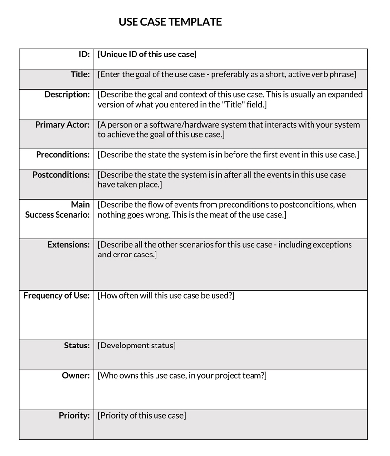 Great Printable General Use Case Template 01 for Word File