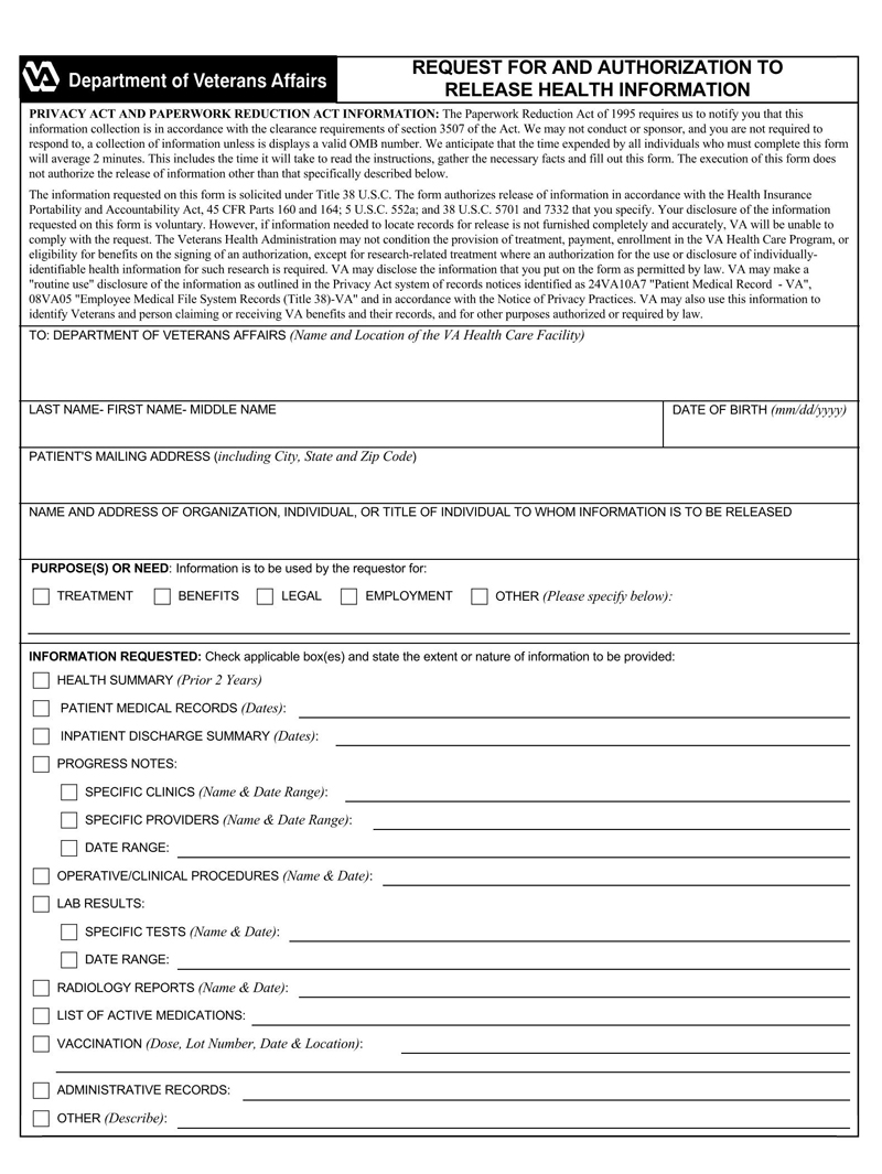 Free Downloadable Authorization to Release Health Information Form as Pdf format