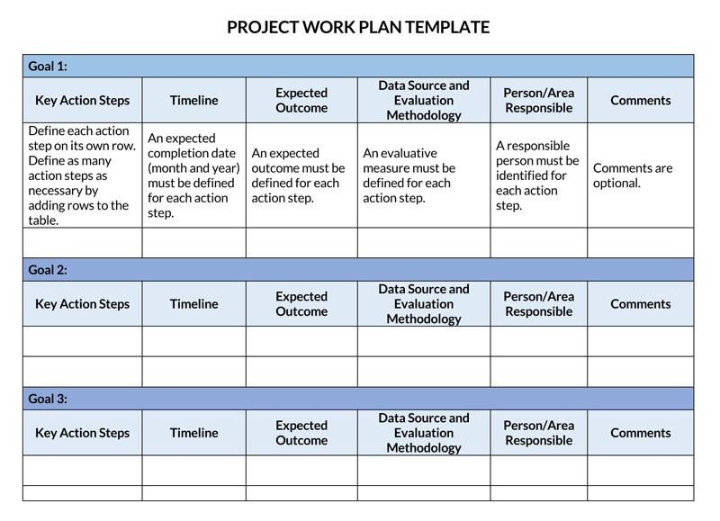 work plan template excel free downloads