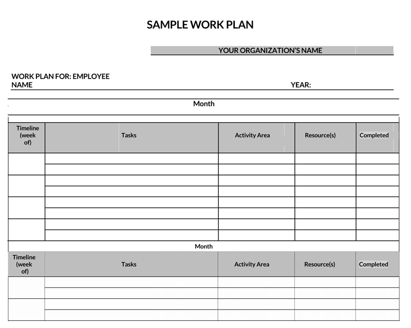 free work plan template word